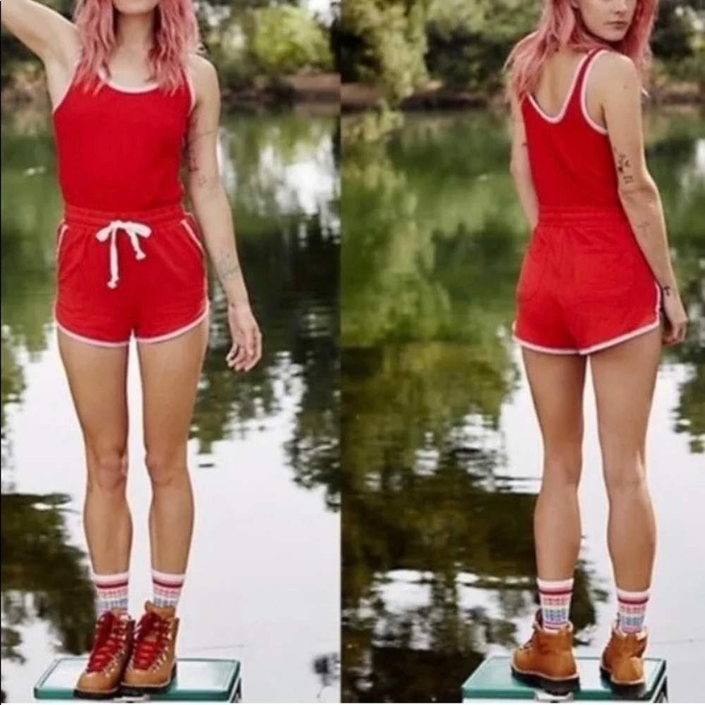 Free People Movement Red Hot Romper jumpsuit small